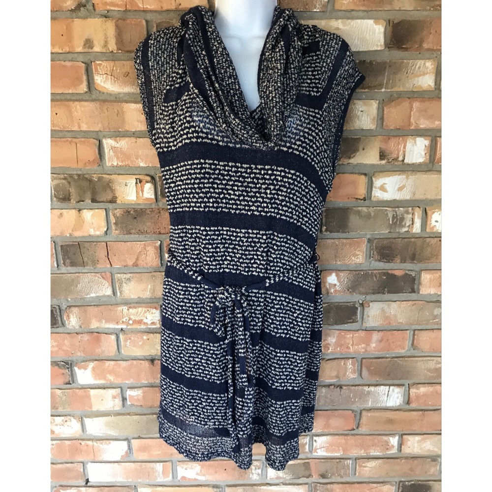 Motherhood Maternity Blue Striped Cowl Neck Short Sleeve Tunic Sweater Top XL